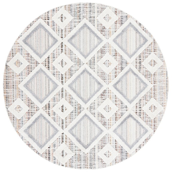 SAFAVIEH Marrakesh Driskoll Geometric Polyester Area Rug, Grey/Multi, 3' x 3' Round