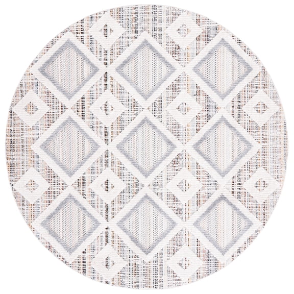 SAFAVIEH Marrakesh Driskoll Geometric Polyester Area Rug, Grey/Multi, 5' x 5' Round