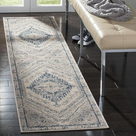 Safavieh MARSEILLE 400, NAVY / IVORY, 2' X 8', Area Rug, MAR411N-28