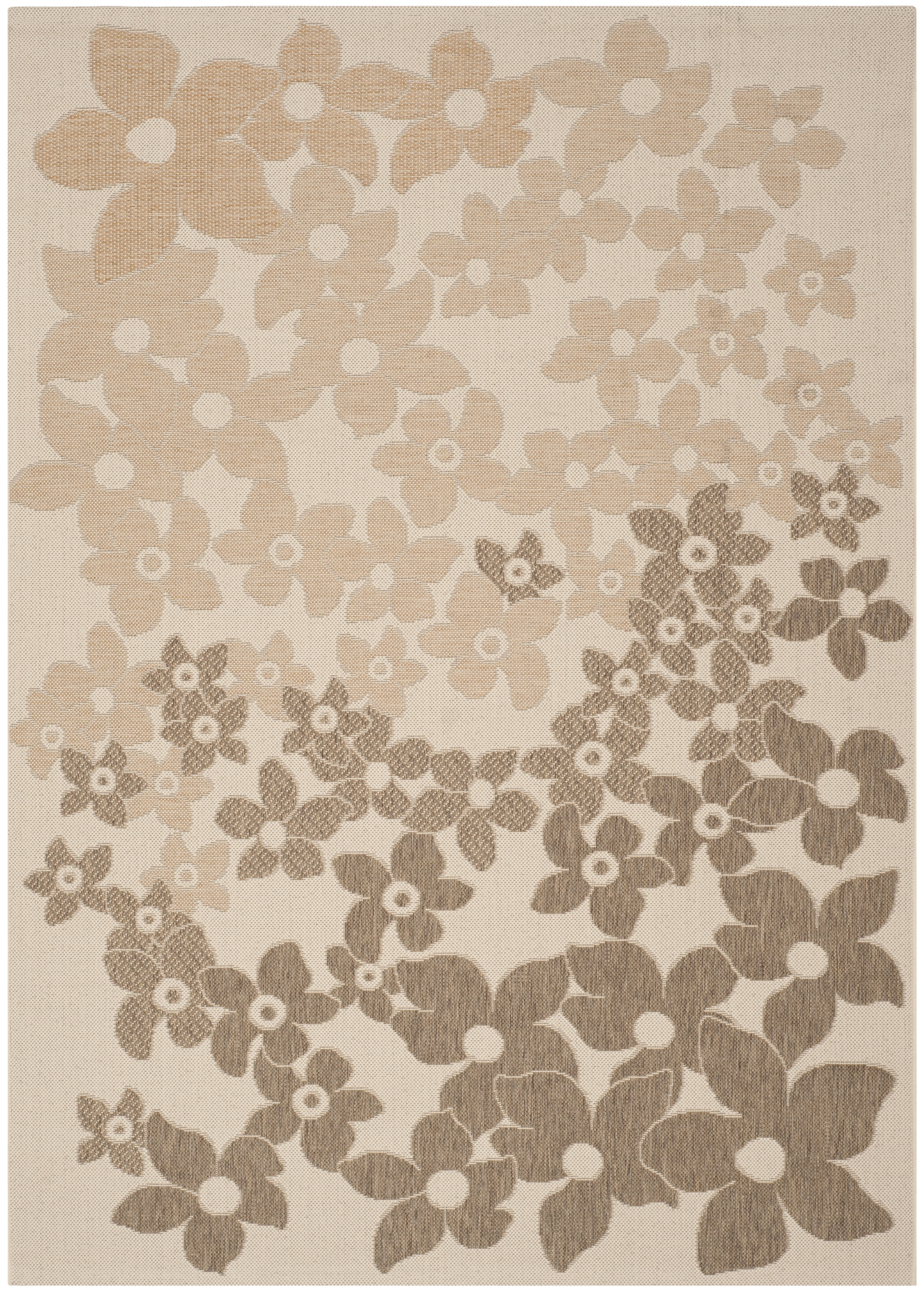 Beige and Brown Floral Tufted Handmade Washable Rug