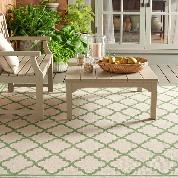 Safavieh Martha Stewart Beach House Jaden Medallion Indoor/Outdoor Area Rug, Cream/Olive, 6'7" x 9'