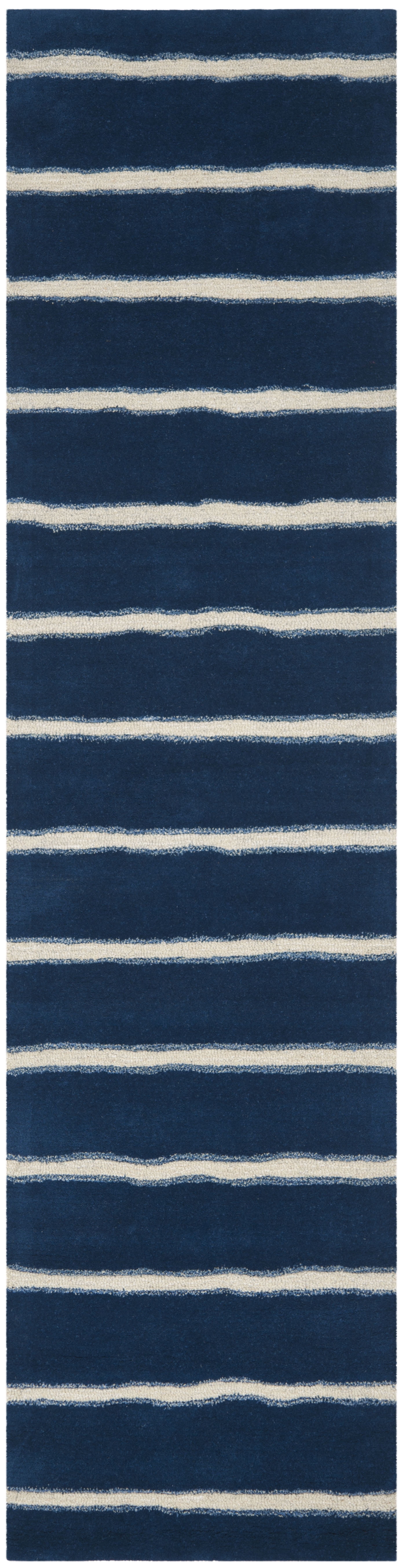 Martha Stewart Navy and White Wool Stripe Runner Rug