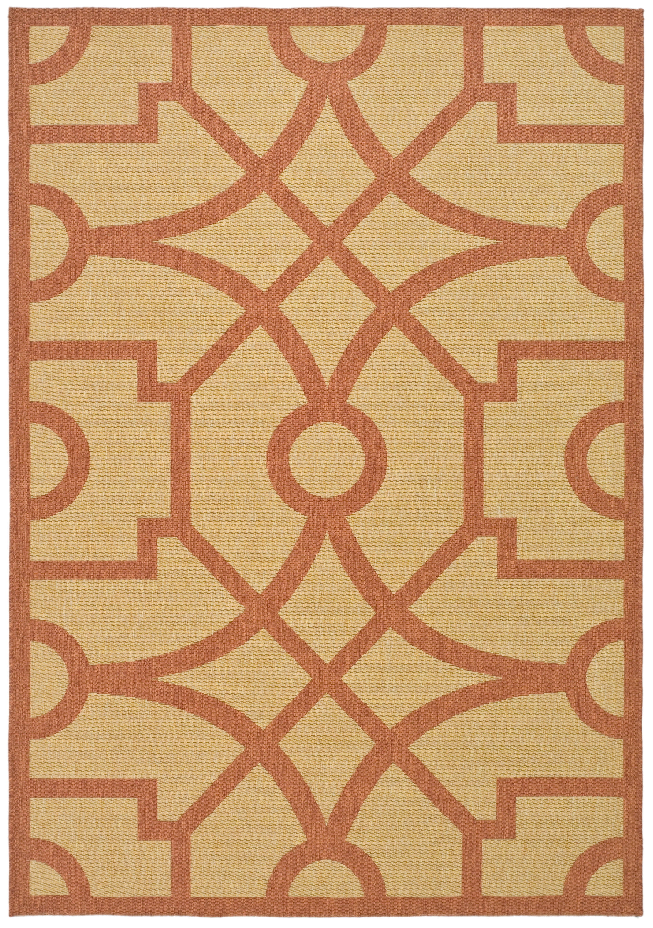 Freya Terracotta and Beige Synthetic 5' x 7' Area Rug