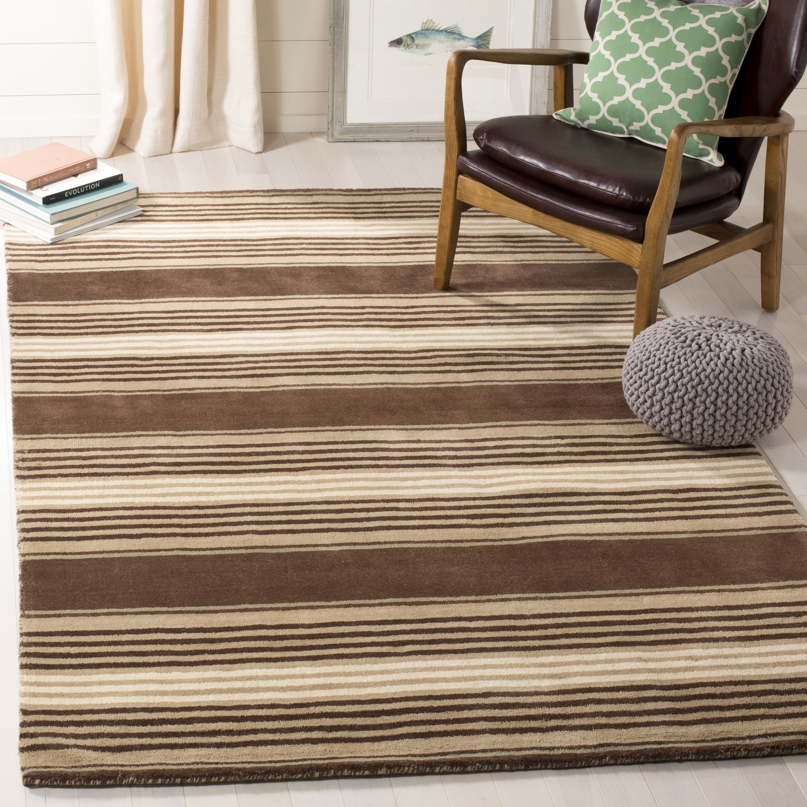 Harmony Stripe Handcrafted Tufted Wool Blend Rug 5' x 8'