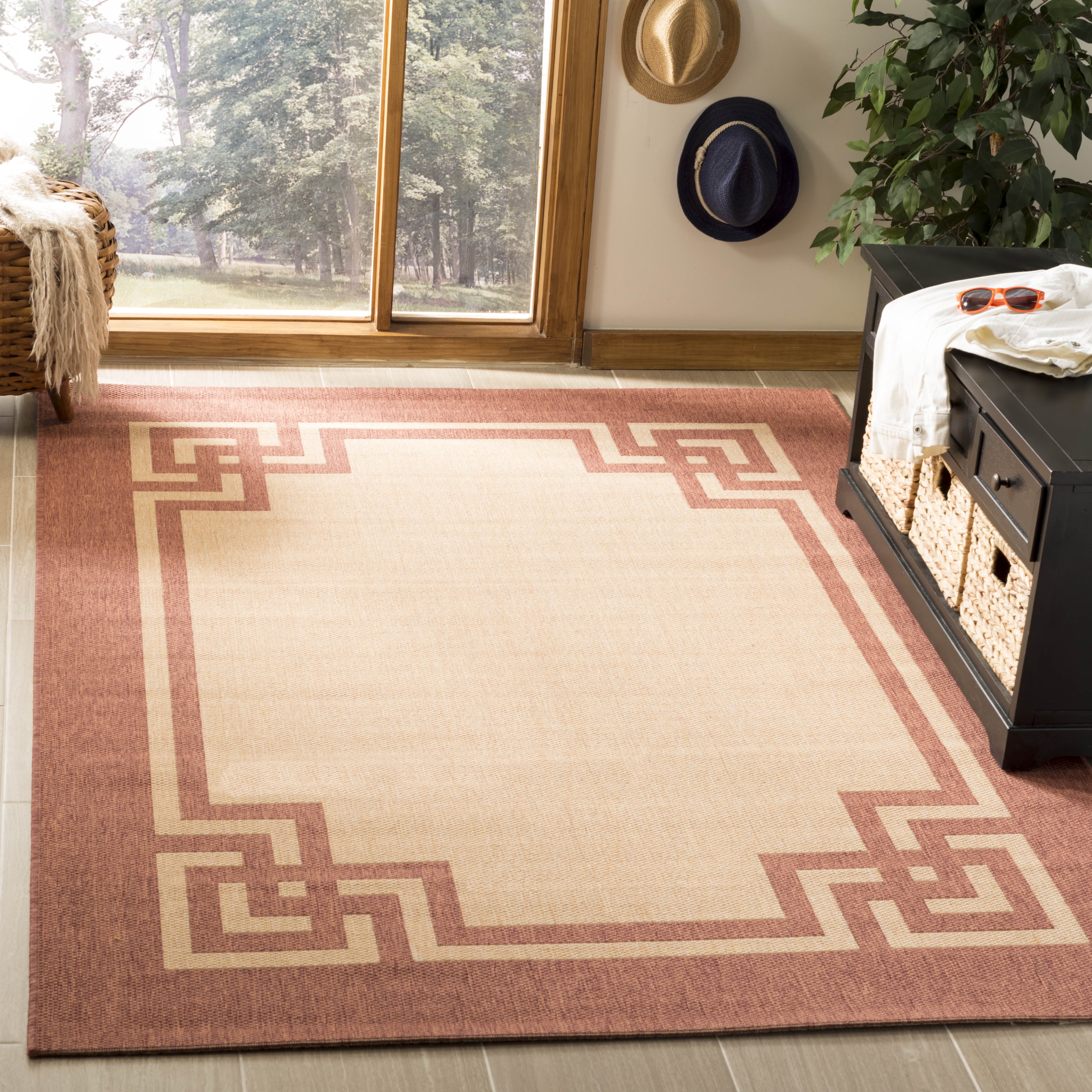 Beige and Terracotta Tufted Handmade Reversible Rug