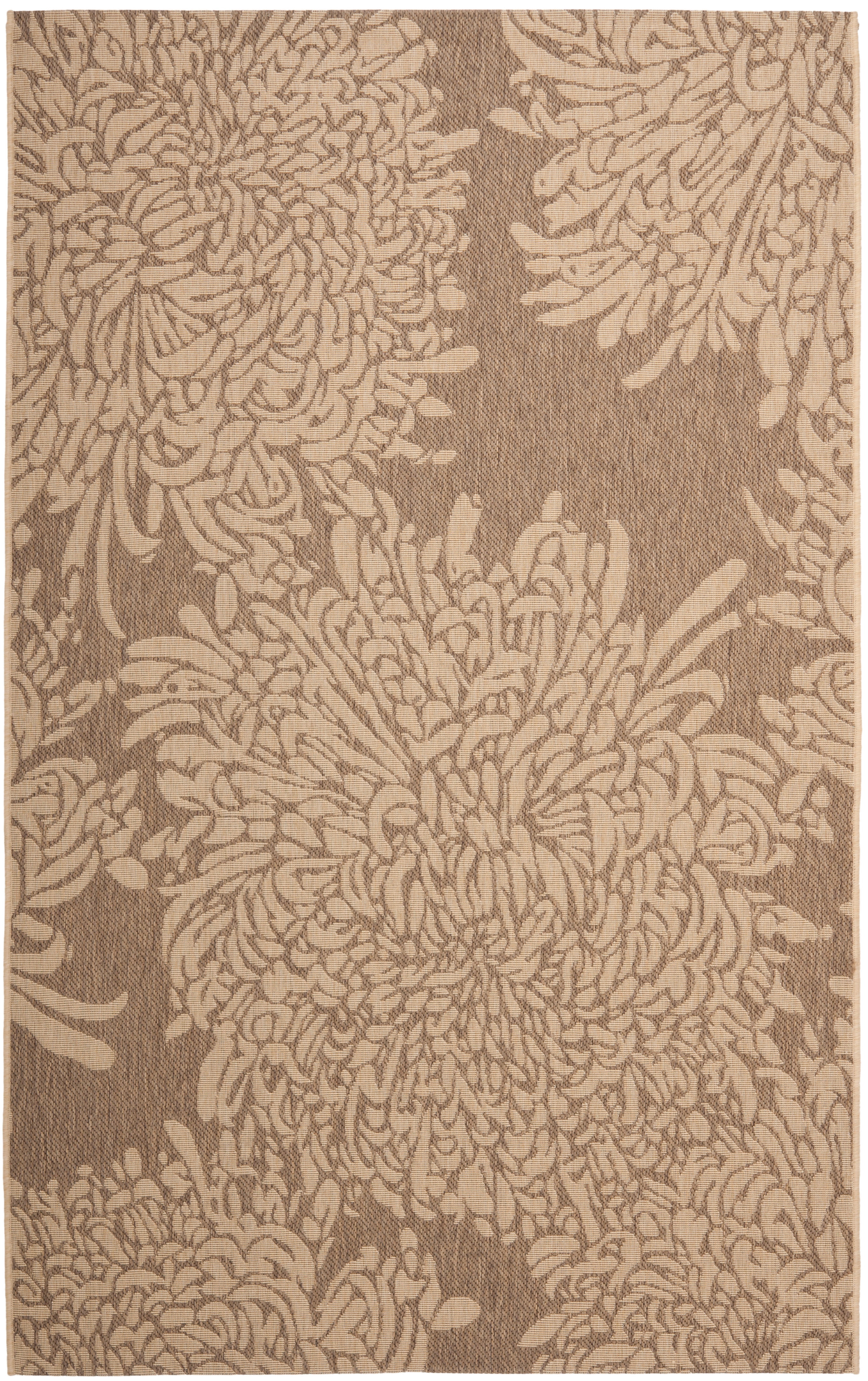 Handmade Light Beige Floral Rectangular Viscose Area Rug