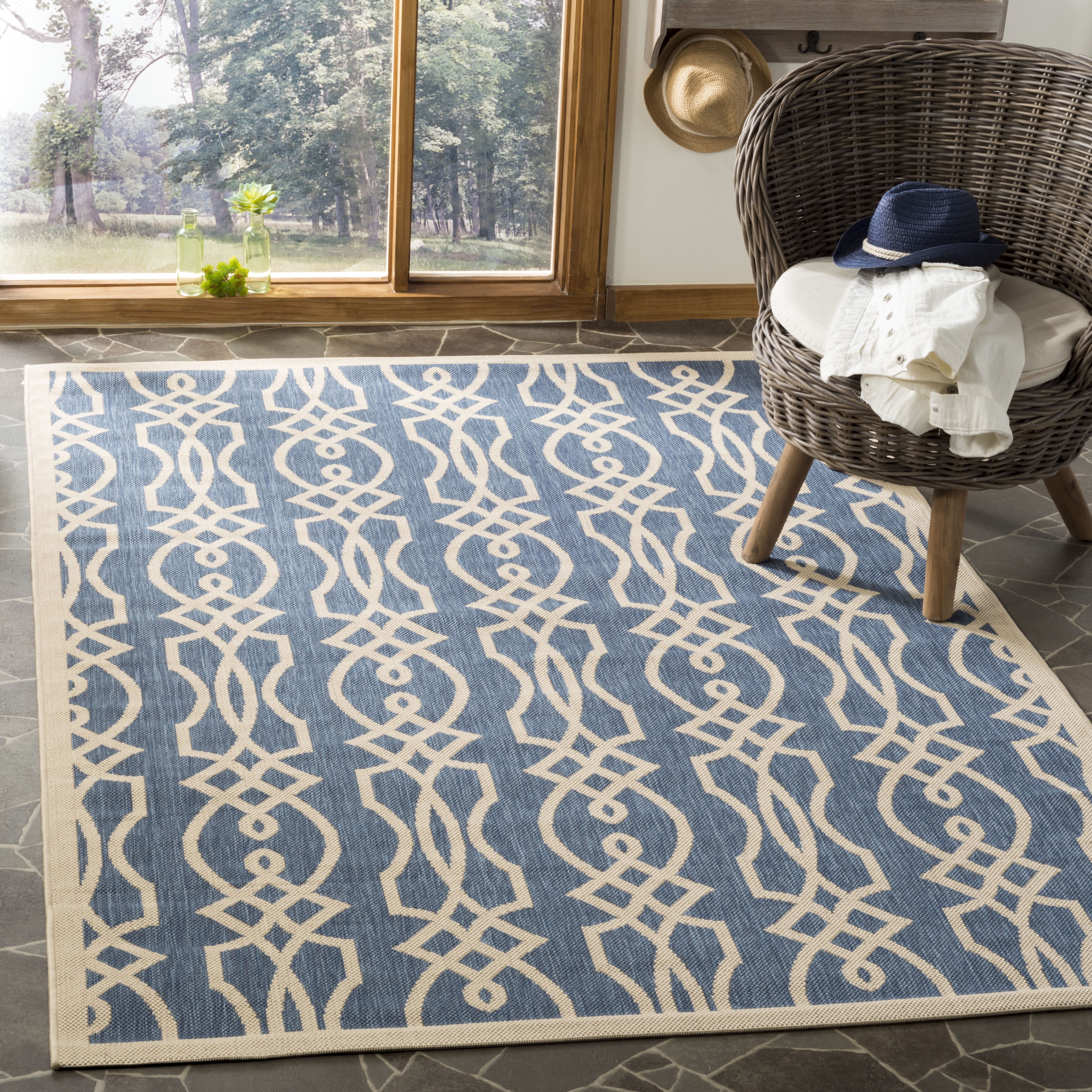 Handmade Azurite Blue Rectangular Synthetic Area Rug, 78"