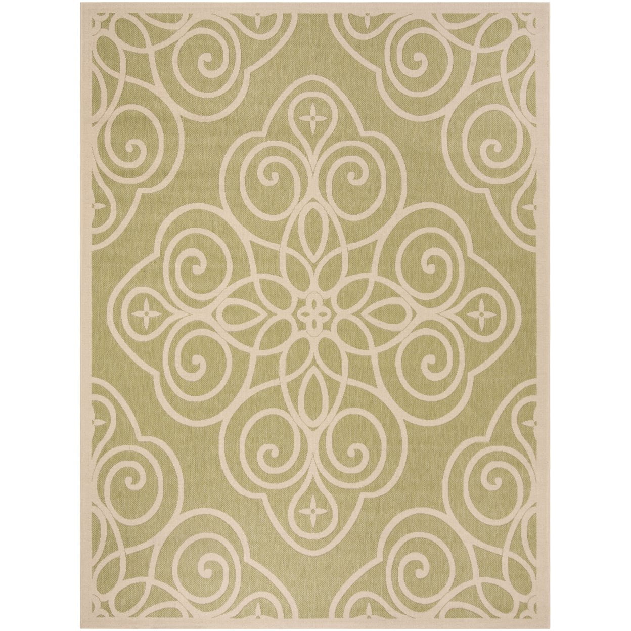 Green Geometric Lily Pad Rectangular Rug, 4' x 5'7"