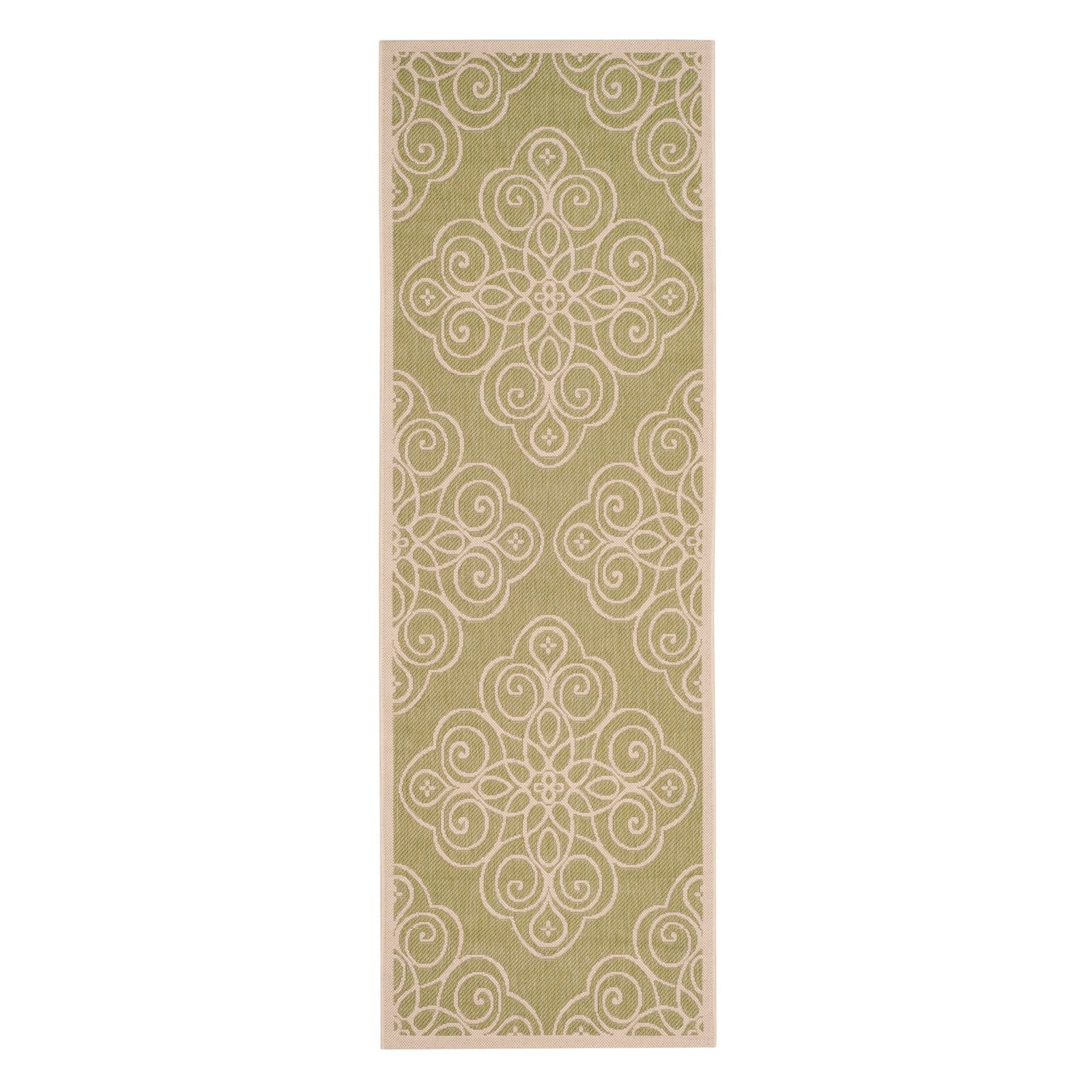 Green Geometric Lily Pad Rectangular Rug, 4' x 5'7"