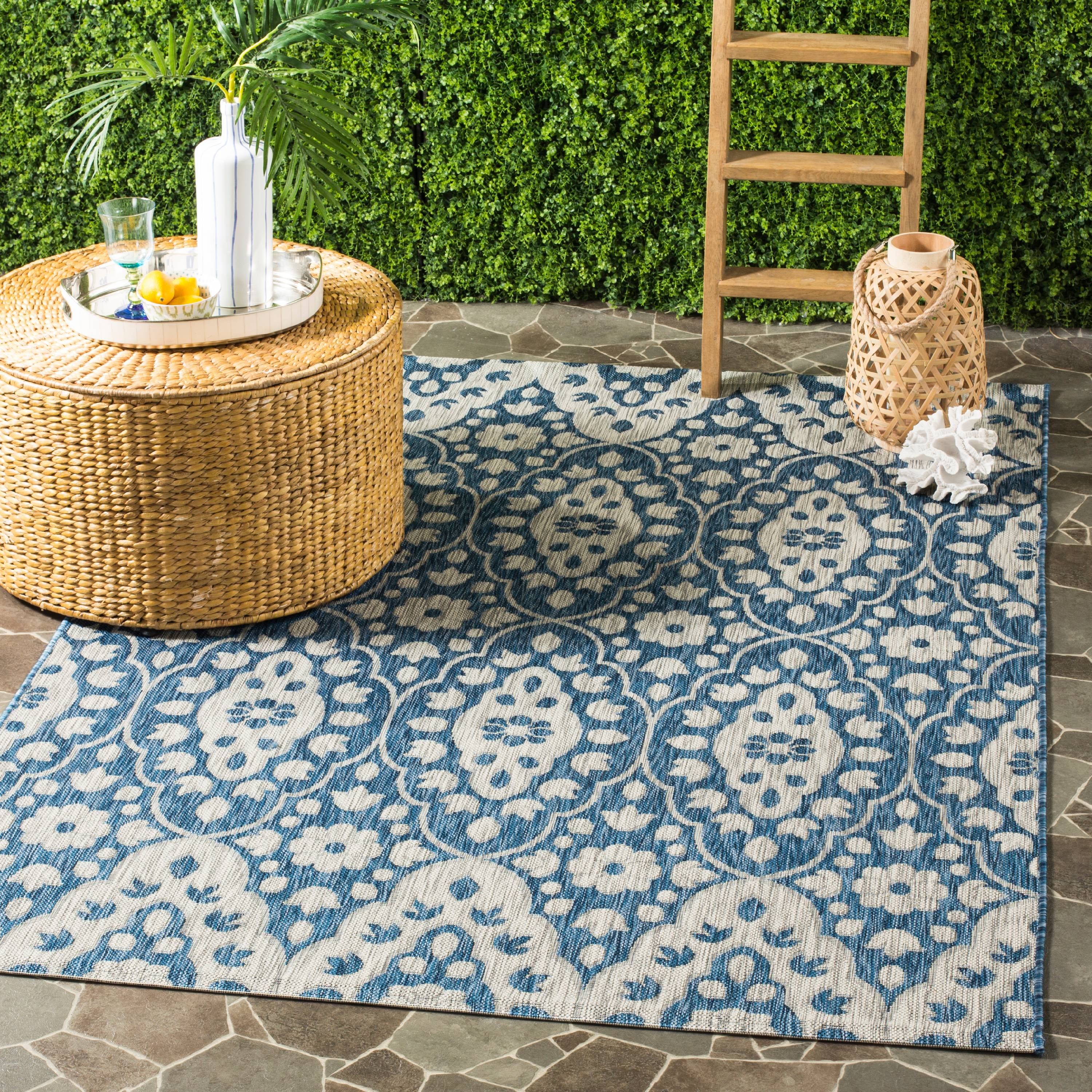 Gray and Navy Medallion Tufted Handmade 9' x 12' Rug