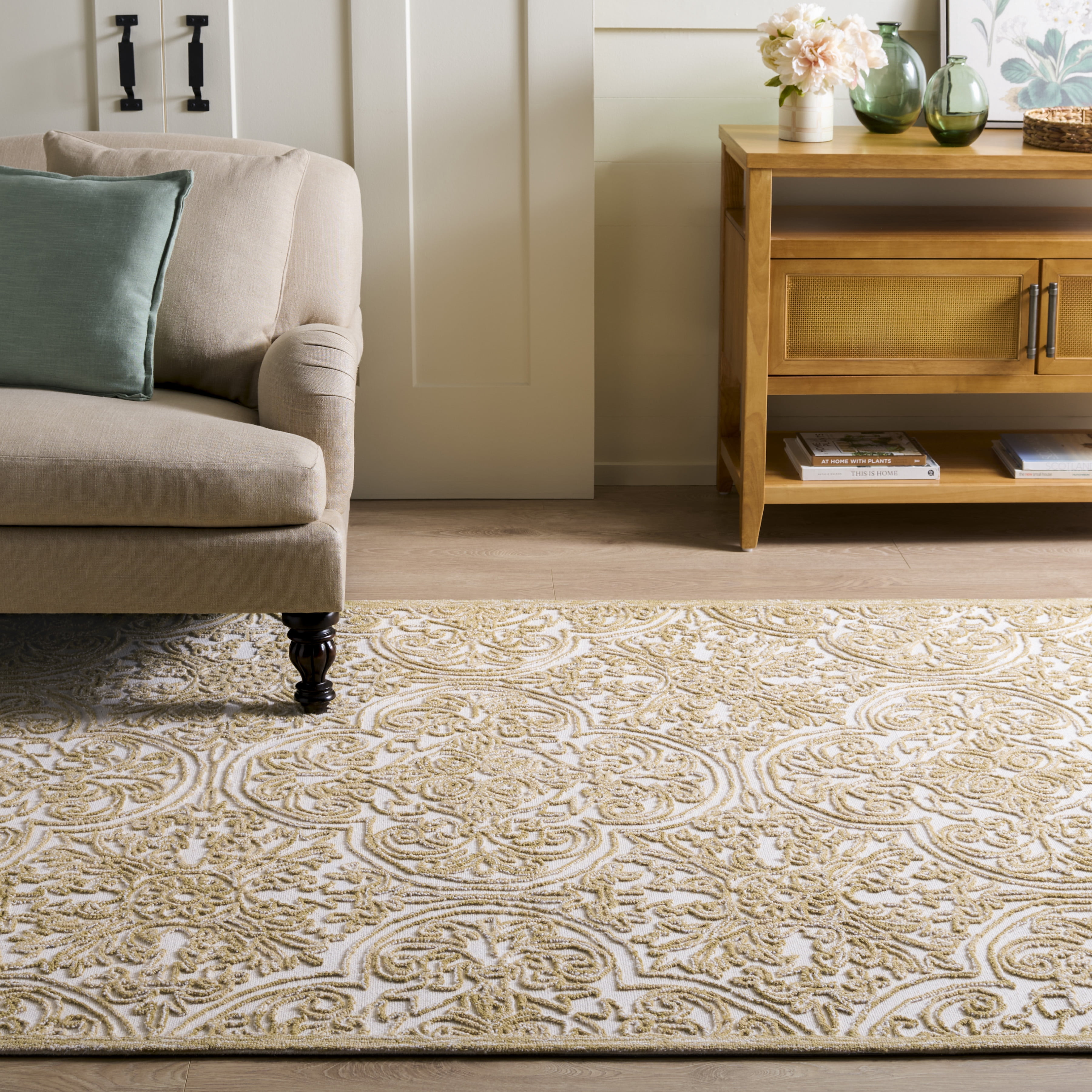 Safavieh Martha Stewart Trace Justina Floral Area Rug, Ivory/Olive, 6' x 9'