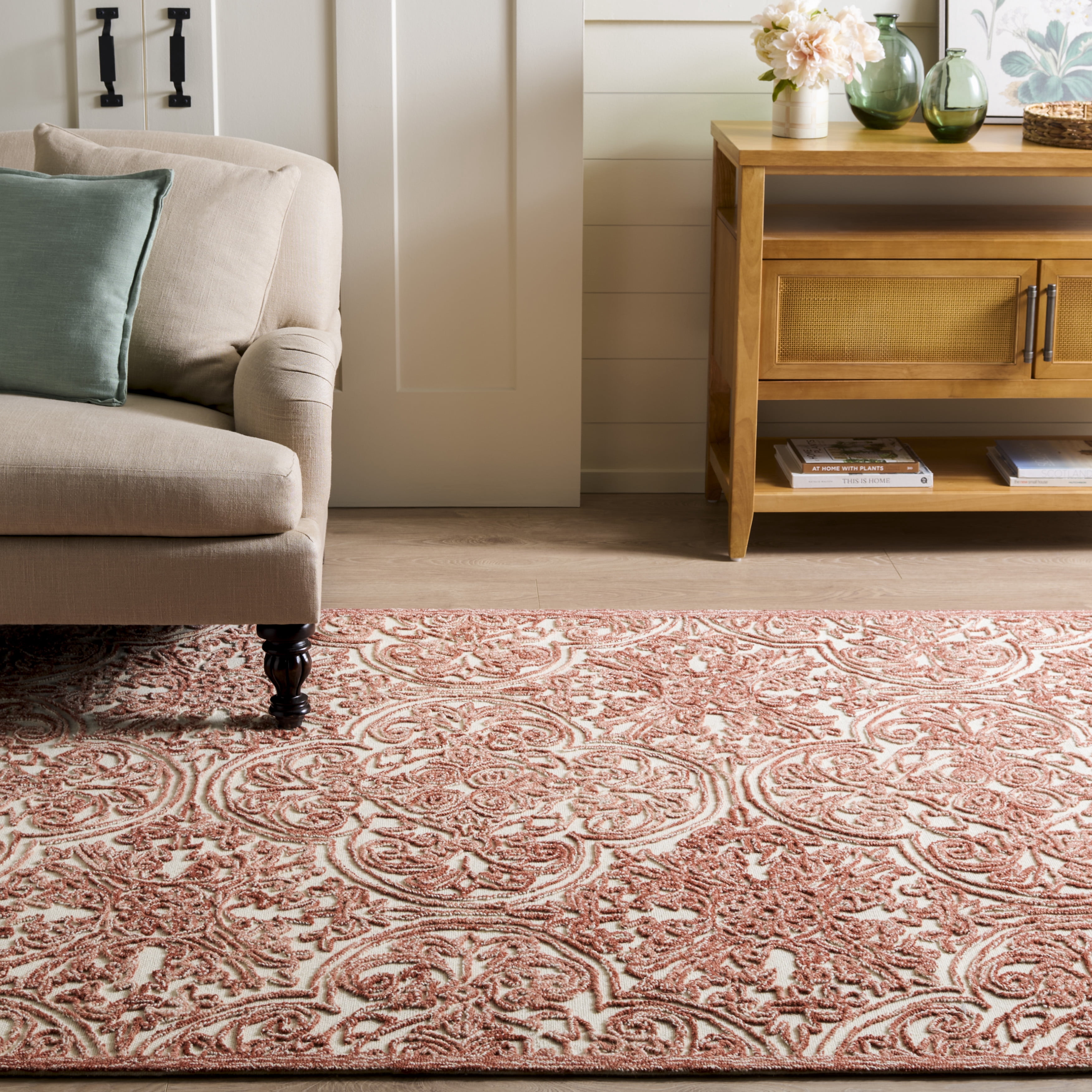 Safavieh Martha Stewart Trace Justina Floral Area Rug, Ivory/Rust, 3' x 5'