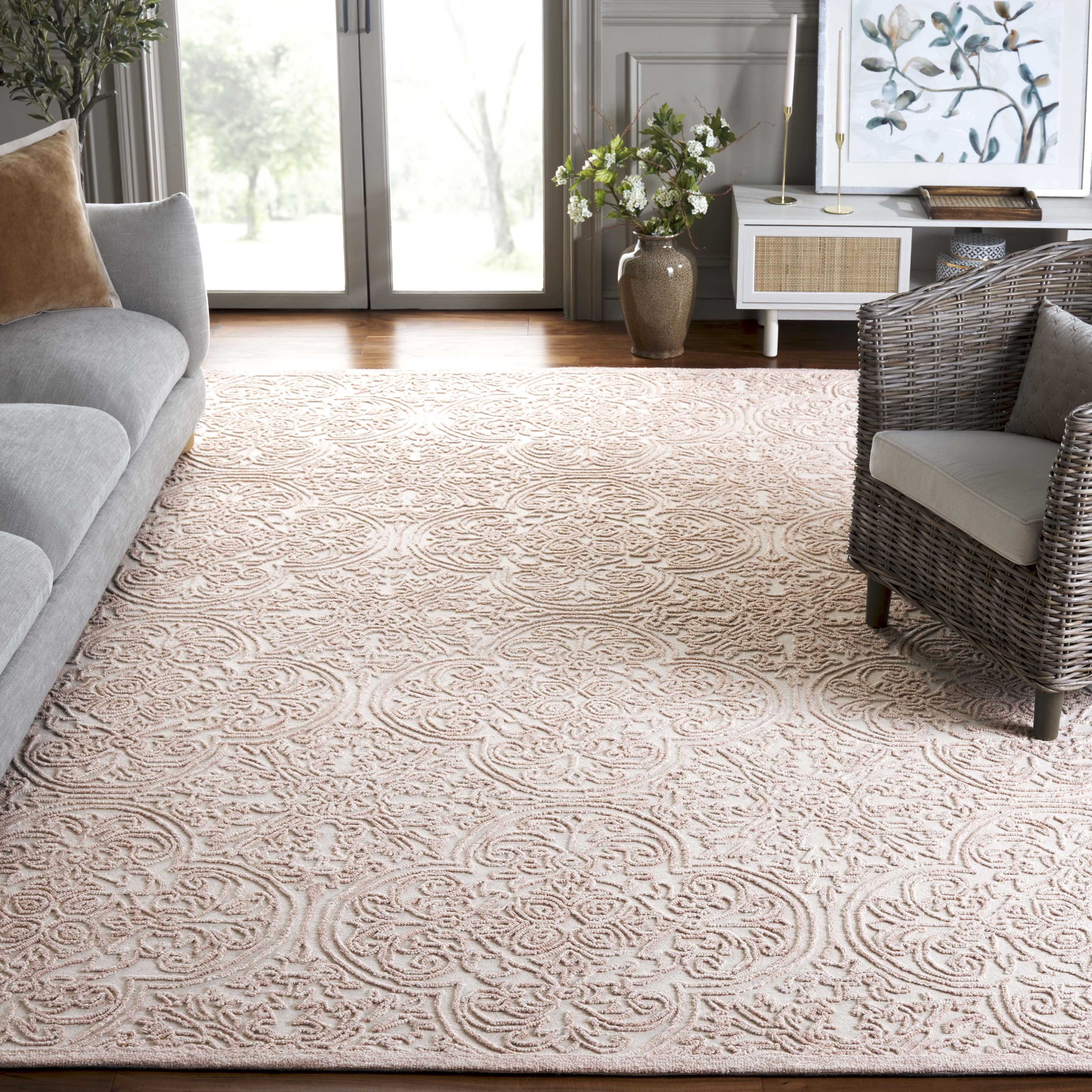 Safavieh Martha Stewart Trace Justina Floral Area Rug, Ivory/Pink, 8' x 8' Square