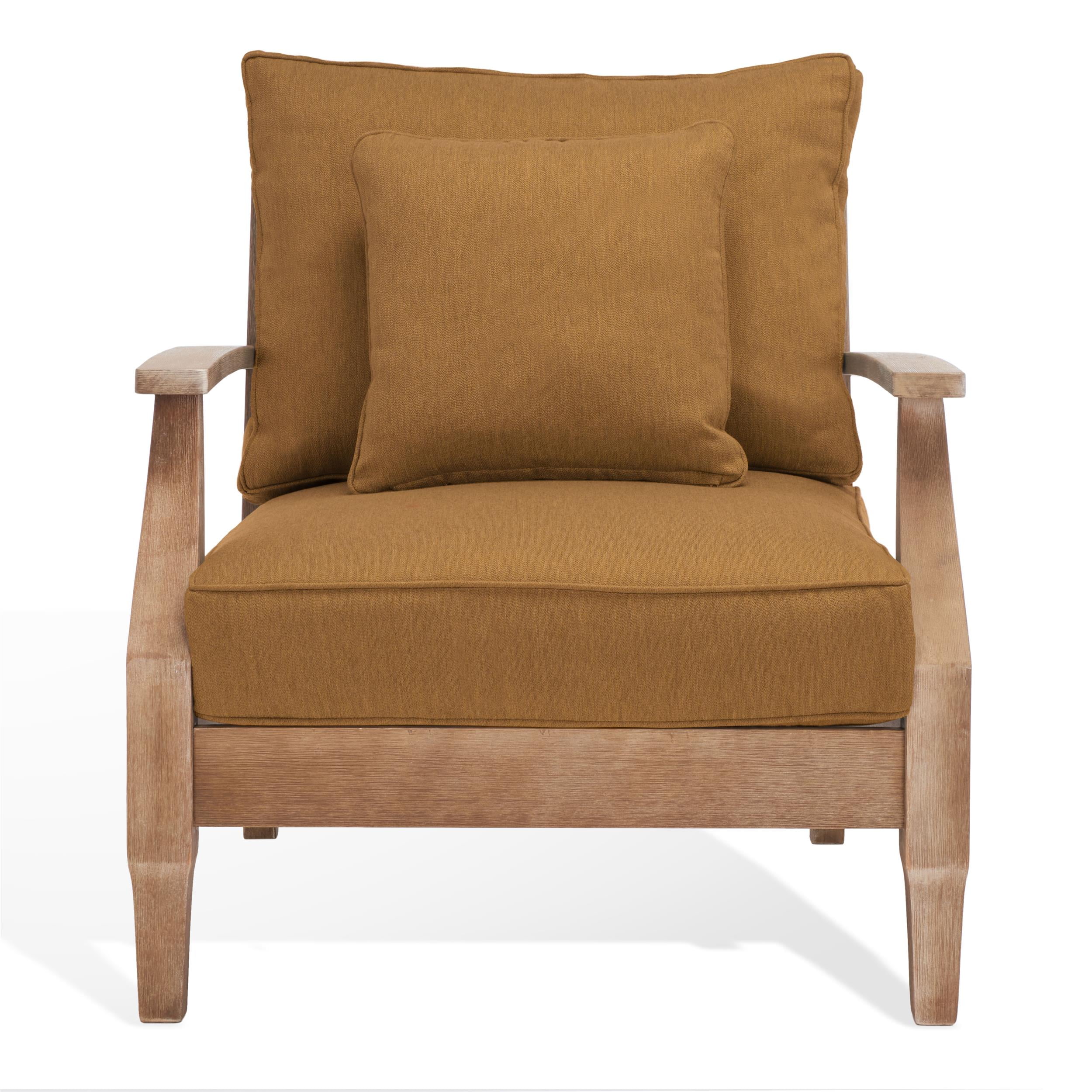 Natural Eucalyptus Outdoor Armchair with Brown Cushions