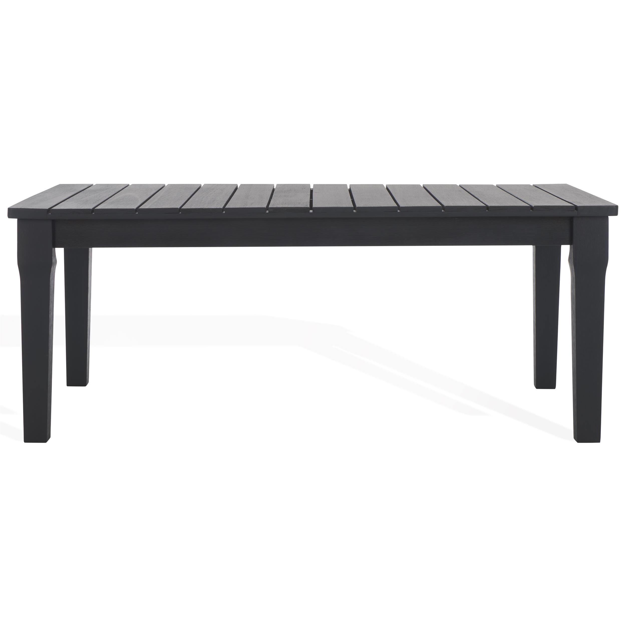 Black Solid Wood Rectangular Patio Coffee Table