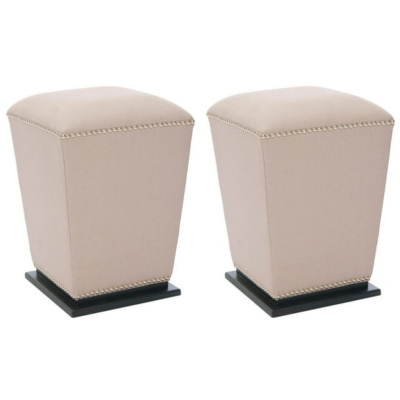 Safavieh Mason Beige Fabric Ottoman (Set of 2)