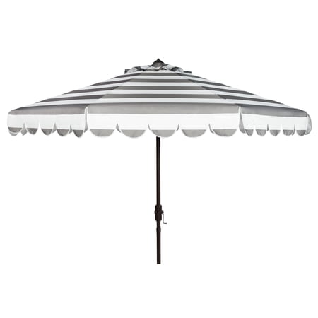 Safavieh Maui 9' Market Crank Striped Tilt Patio Umbrella, Grey/White