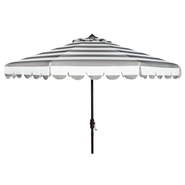 large patio umbrellas white or grey Fringe 9 Ft Crank Grey/White Outdoor Umbrella Classic Octagonal Aluminum Wood : Patio, Lawn & Garden duty 1.49 in Safavieh Venice 11Ft Crank Umbrella