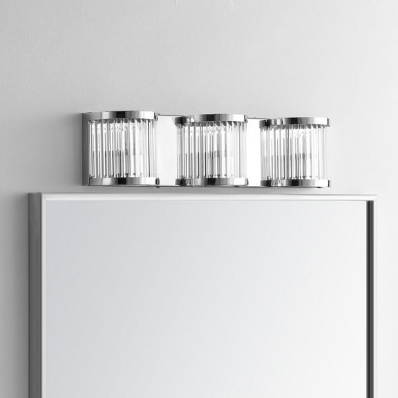 Safavieh Maverick Modern Glam Three Light Wall Sconce, Chrome/Clear