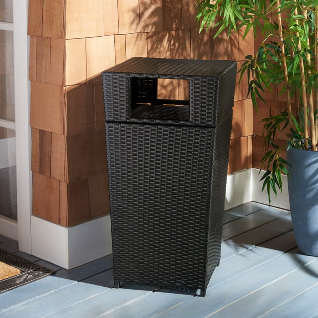 Safavieh Mazeli Outdoor Patio Trash Bin Black