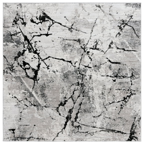 SAFAVIEH Meadow Moema Distressed Area Rug, Grey/Black, 6'7" x 6'7" Square