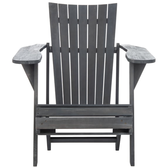 Safavieh Merlin Acacia Wood Adirondack Chair w/ Retractable Footrest in Gray