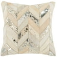 thumbnail image 1 of Safavieh Metallic Herringbone Cowhide Geometric Pillow, 1 of 2