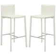 thumbnail image 1 of Safavieh  Mid-Century 30-inch Park White Leather Bar Stool (Set of 2) - 18.3" x 19.7" x 39.4", 1 of 5