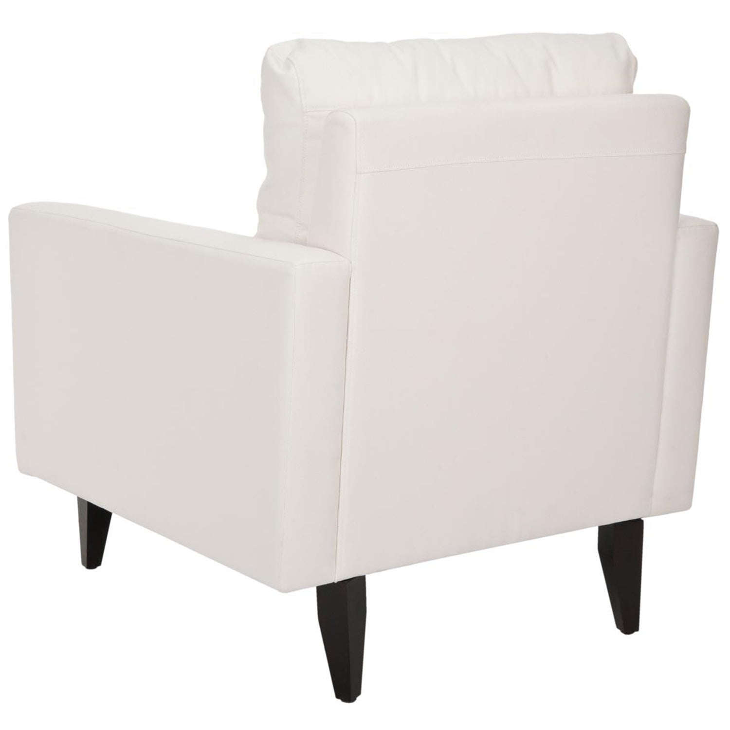 Contemporary White Birchwood Button-Tufted Arm Chair
