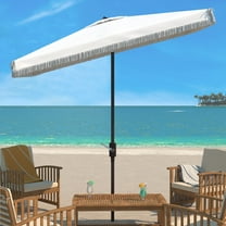 Safavieh Milan Fringe 6.5x10ft Rectangle Crank Metal/Polyester Umbrella in White