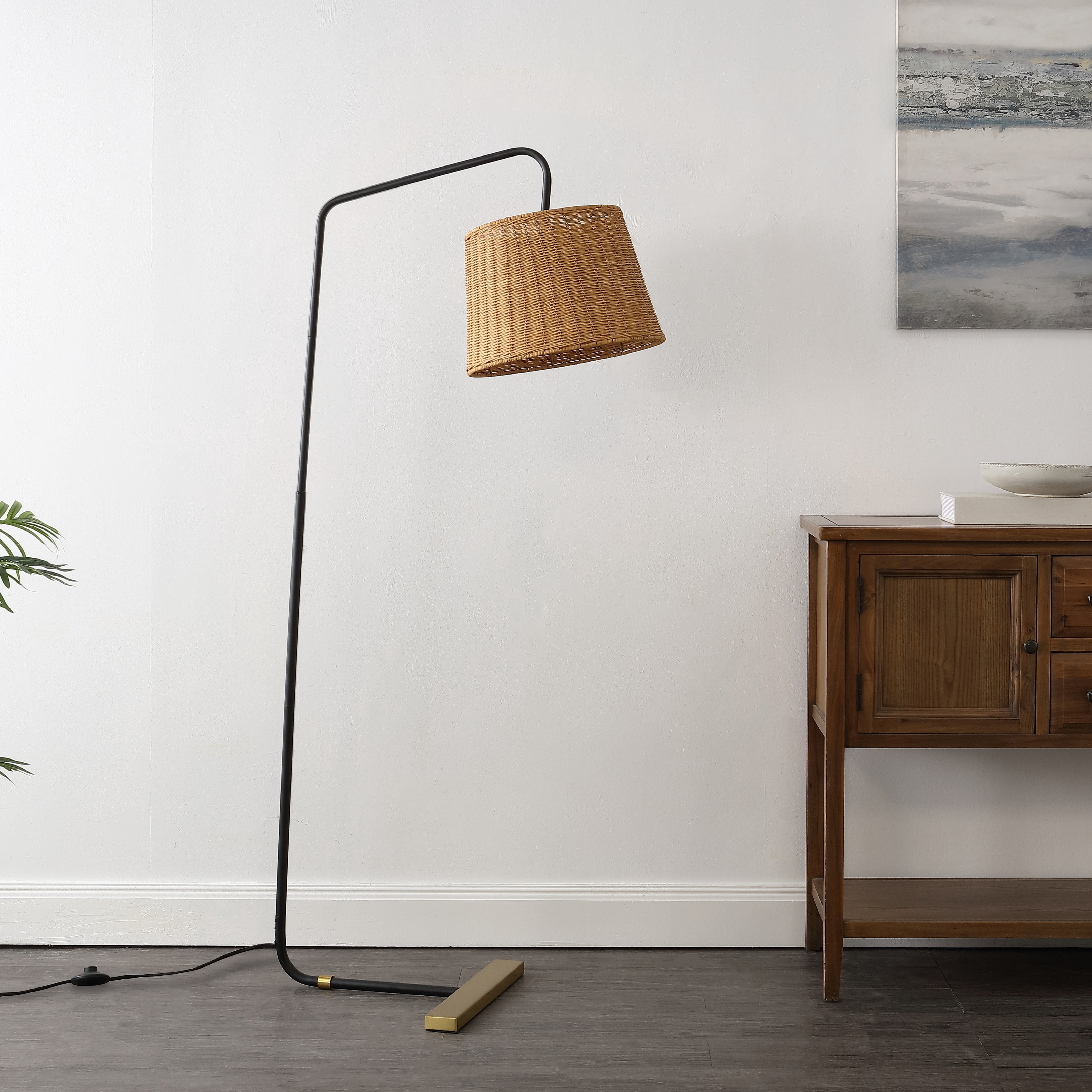 Safavieh Milliel 61" Coastal Black/Natural Floor Lamp