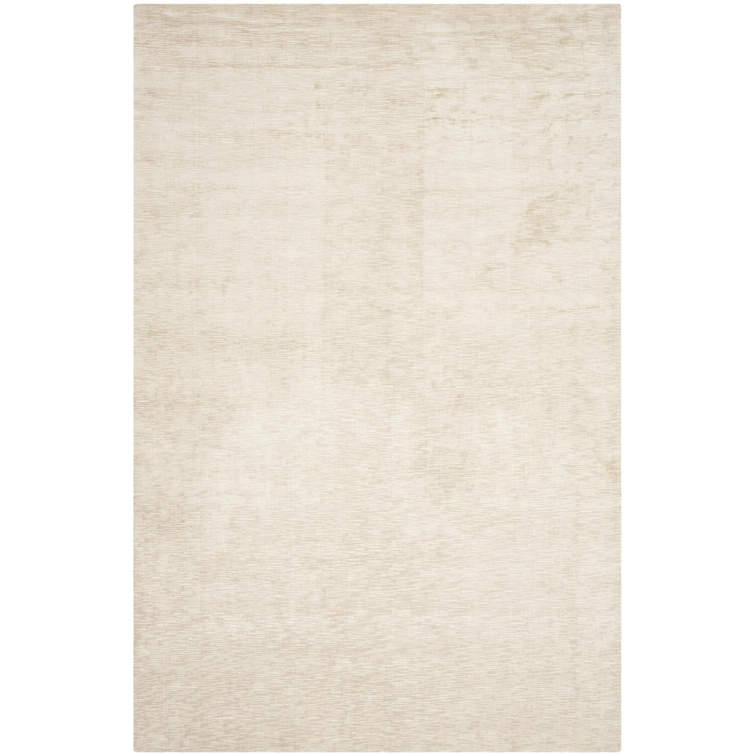 Elegant Beige Handwoven Silk-Feel Viscose 6' x 9' Rug