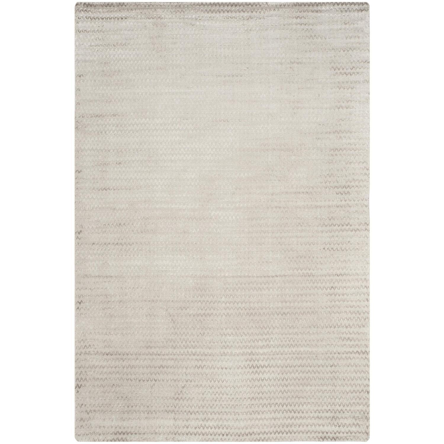 Elegant Mirage Hand-Knotted Gray Wool & Viscose 6' x 9' Rug