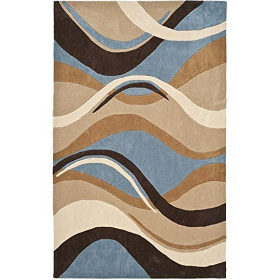 Contemporary Rug - Modern Art Polyester -Blue/Brown-Color:Blue/Brown,Design:Contemporary,Shape:Small Rectangle,Size:6'L x 4'W
