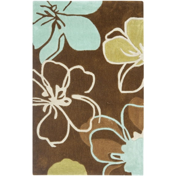 Contemporary Rug - Modern Art Polyester -Brown/Multi-Color:Brown/Multi,Design:Contemporary,Shape:Accent,Size:2'6" x 4'
