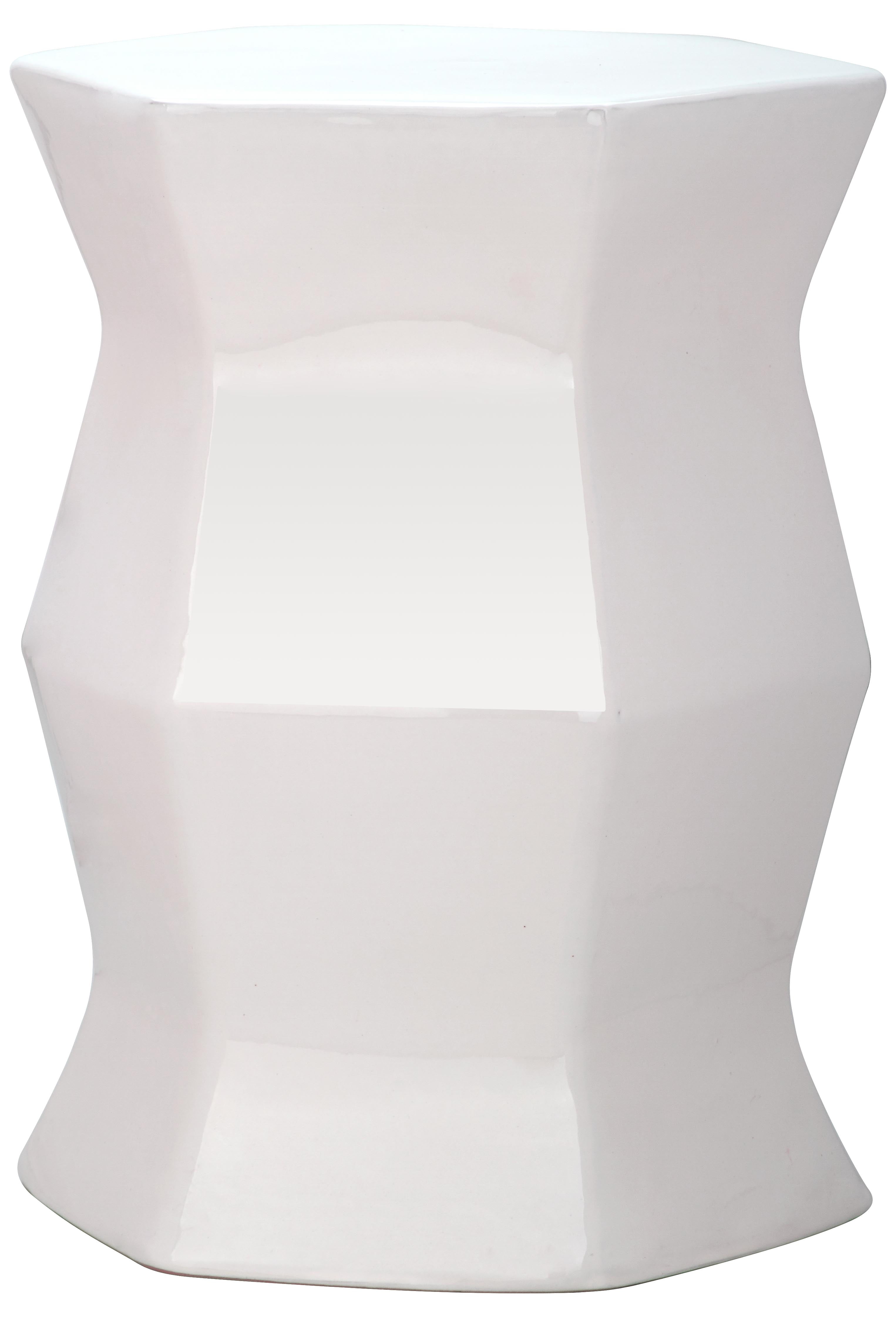 Hour Glass Garden Stool In White