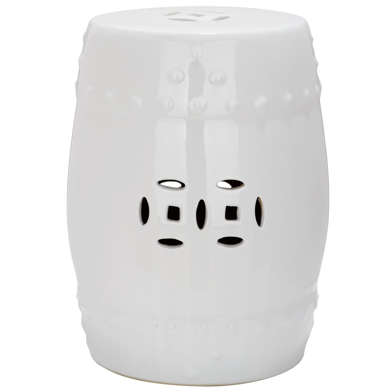 Modern White Ceramic Barrel Garden Stool