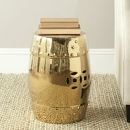 Moroccan Diamonds 18" Ceramic Drum Garden Stool, Blue/White