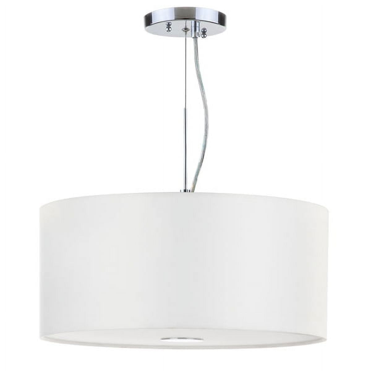 Chic Crystal-Embellished Chrome Drum Pendant Light, 16" White Shade