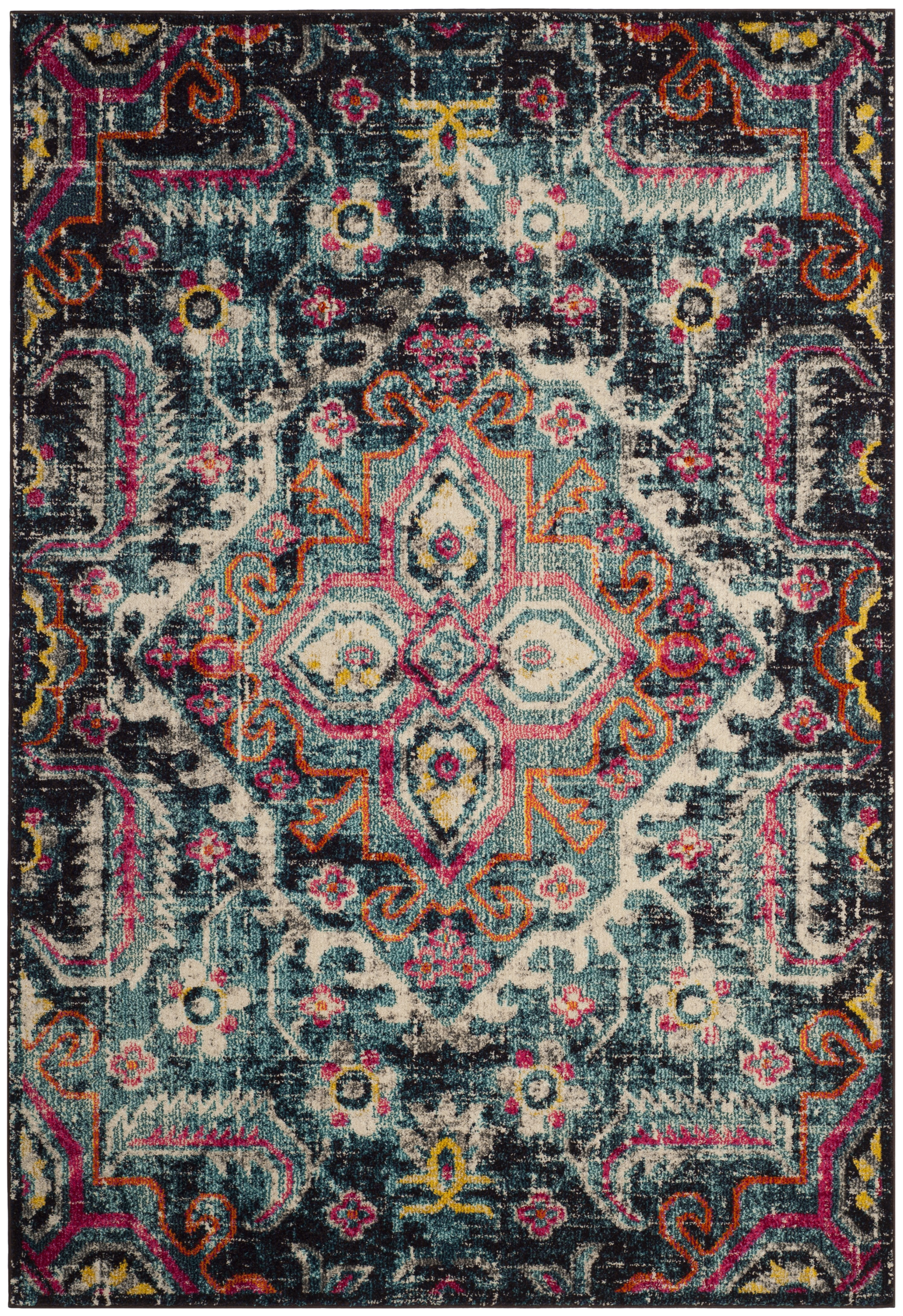 SAFAVIEH Monaco Keiran Oriental Area Rug, Blue/Fuchsia, 9' x 12'