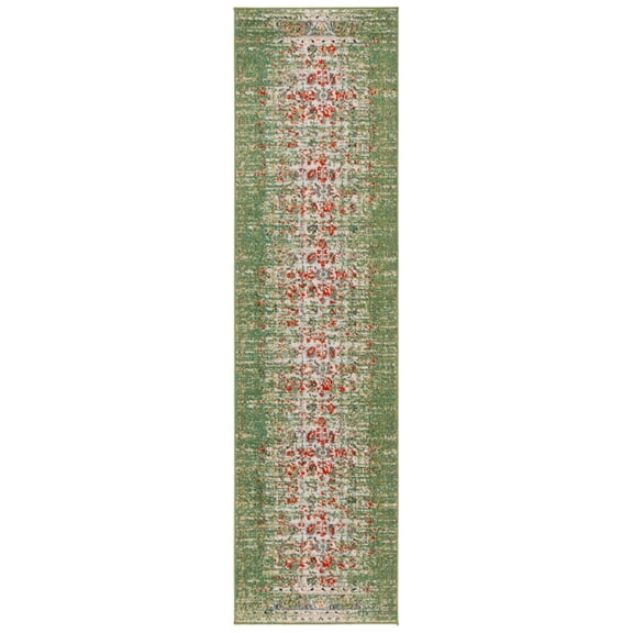 SAFAVIEH Monaco Annabelle Oriental Runner Rug, Sage/Rust, 2'2" x 8'