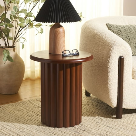 Safavieh Monka Modern Wood Round End Table, Walnut