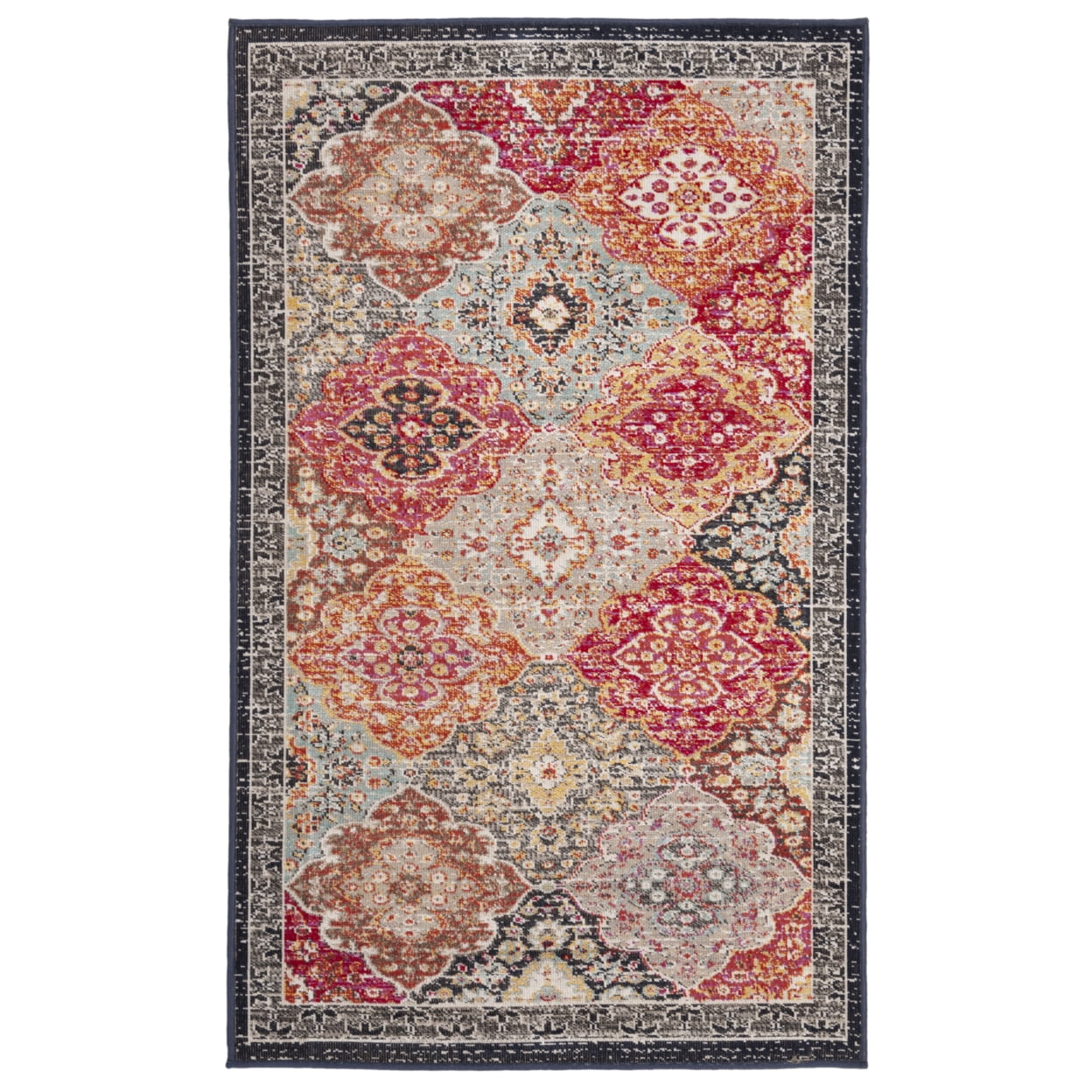 Reversible Red Synthetic Rectangular Easy-Care Area Rug, 3' x 5'
