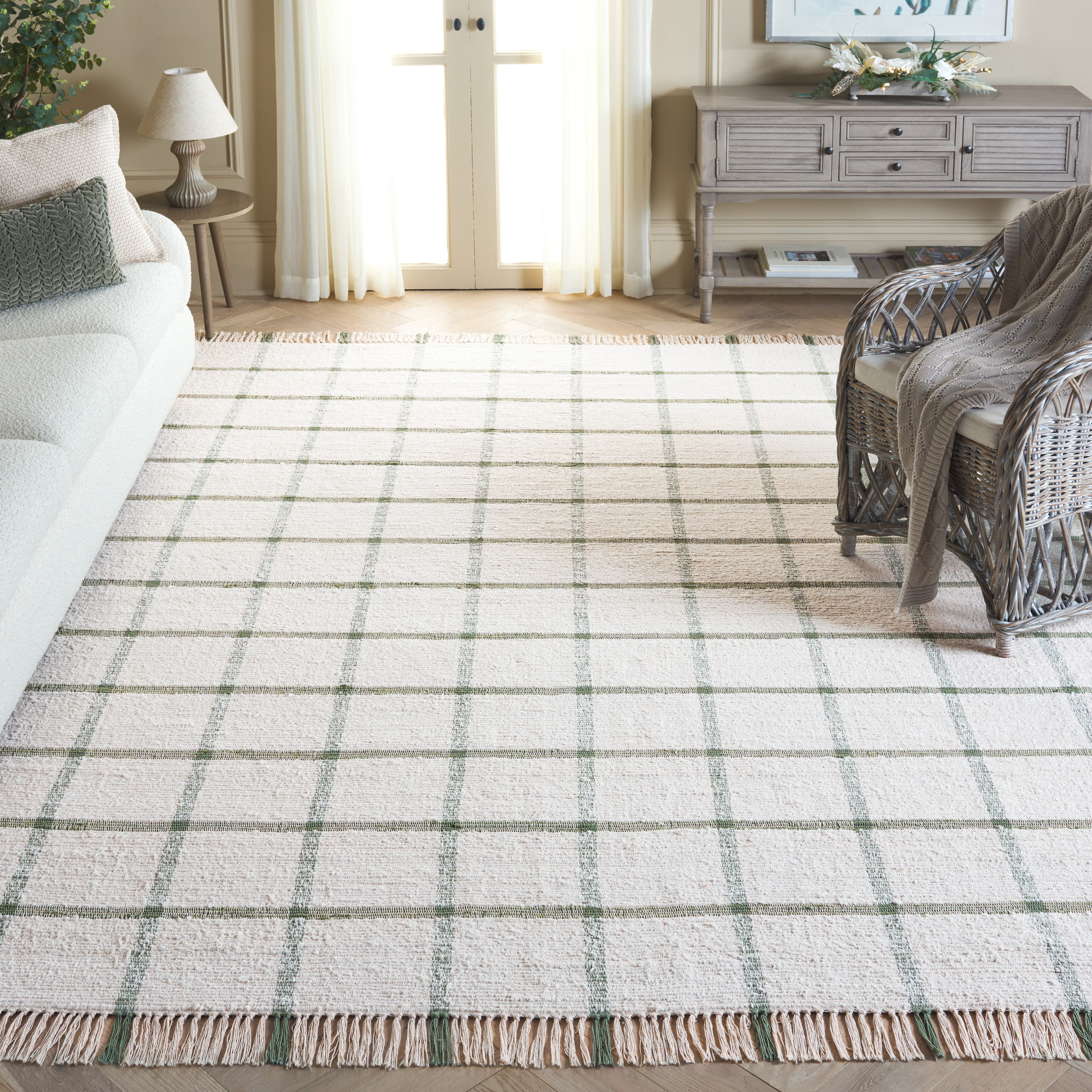 Safavieh Montauk Bevin Checkered Area Rug, Ivory/Green, 9' x 12'