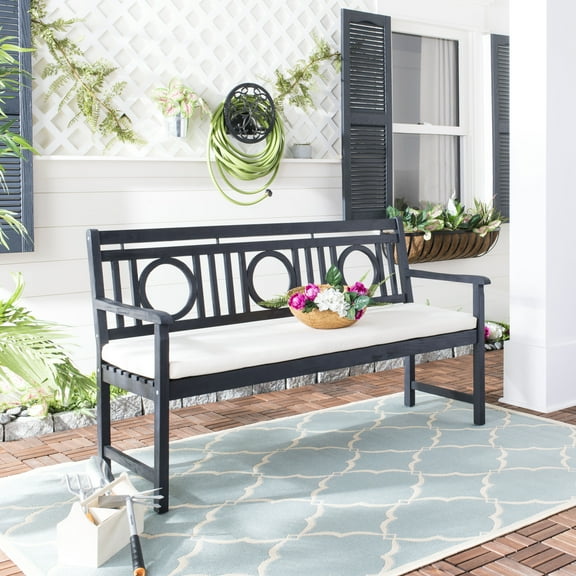 Safavieh Montclair Indoor/Outdoor Modern Acacia Bench with Cushion