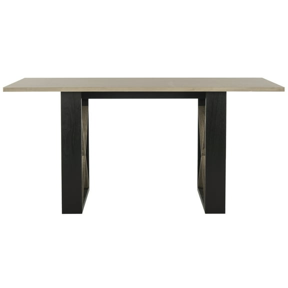 Safavieh Monty 63" Width Retro Mid Century Dining Table, Light Grey/Black