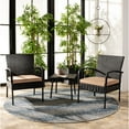 thumbnail image 1 of Safavieh Moore Outdoor Patio 3 Piece Chat Set - Black/Beige, 1 of 8