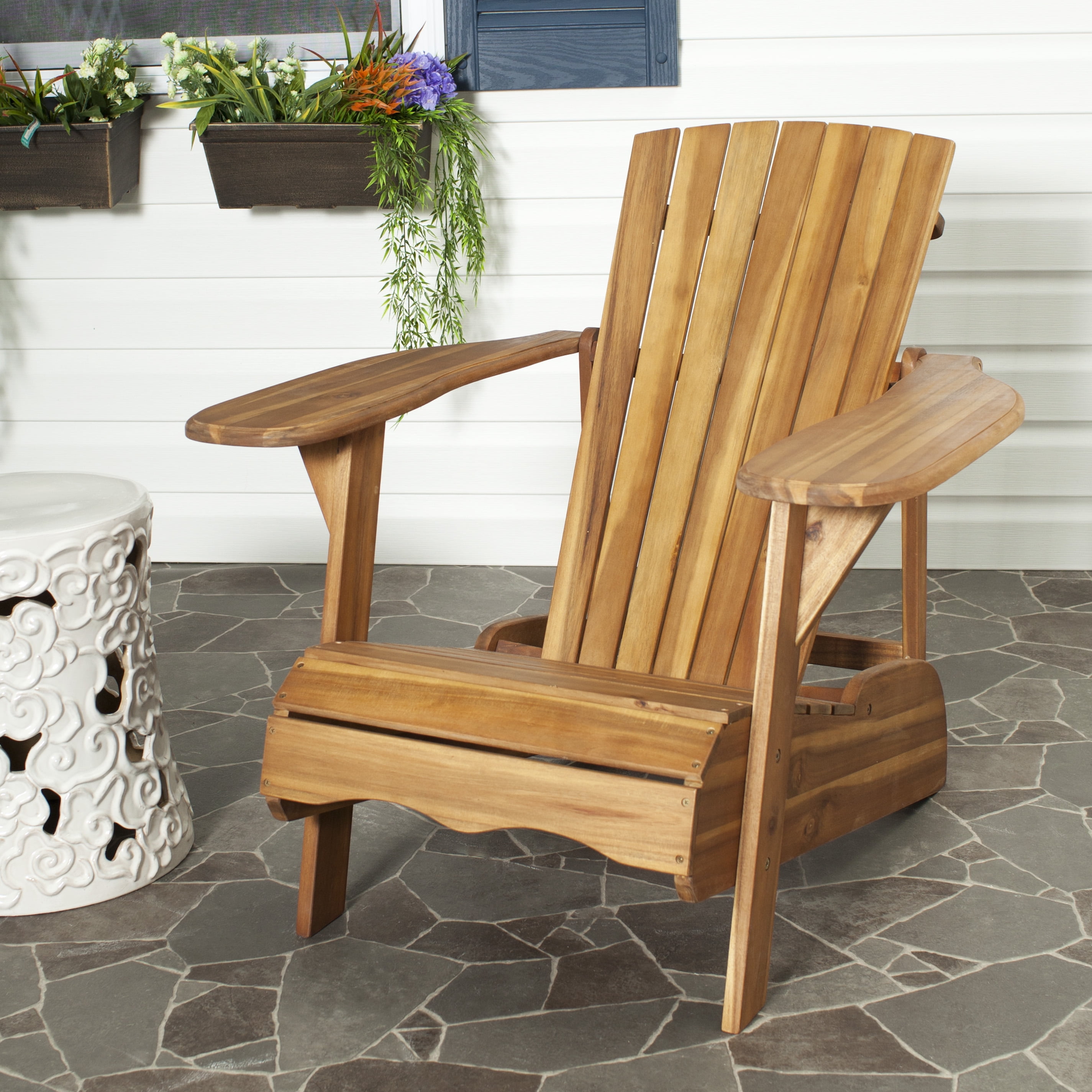 Natural Acacia Wood Adirondack Arm Chair