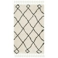 thumbnail image 1 of Safavieh  Moroccan Fringe Shag Virona 2-inch Thick Rug Cream/Charcoal 2'3" x 5' 3' x 5', 2' x 3' Accent, Indoor Living Room, Bedroom, Dining Room, 1 of 5