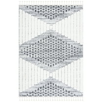 SAFAVIEH Moroccan Tassel Sheila Diamond Shag Area Rug, Grey/Ivory, 8' x 10'
